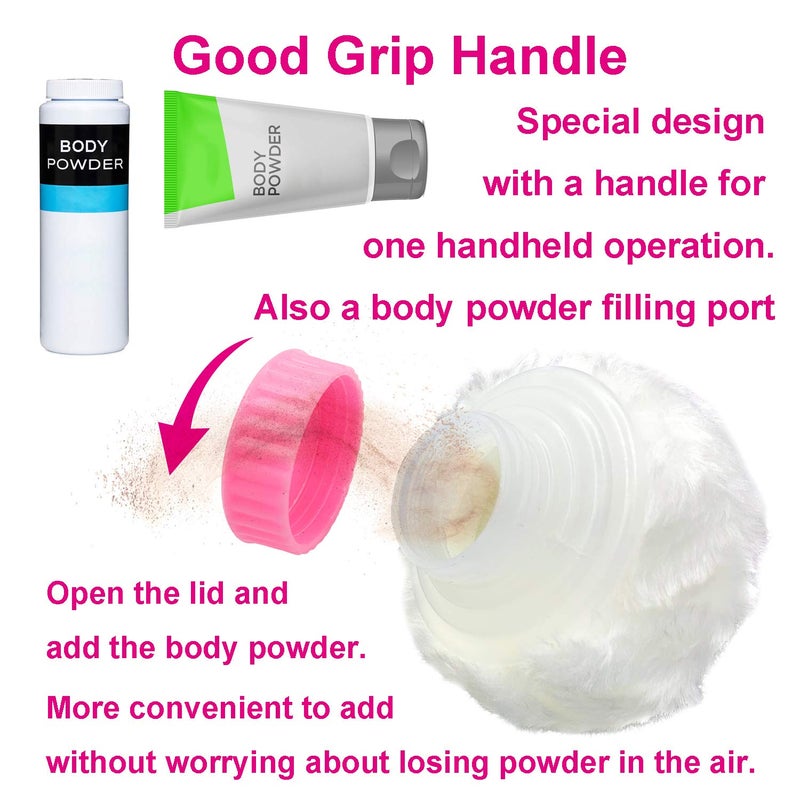 Aurasin Storage Body Powder Container, Large 3.5" Fluffy Body After-Bath Powder Case, Baby Care Face/Body Villus Powder Puff Box, Makeup Cosmetic Talcum Powder Container with Hand Holder (LightCoral) - Image 3